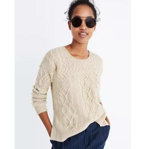 Madewell Cream Wool Open-Side Bobble Pullover Sweater